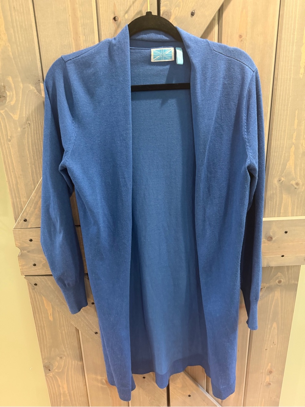 Survival Blue Open Front Long Cardigan Sweater Women’s Large Lightweight Duster
